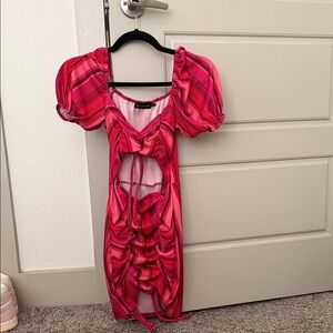 Pink & Red Ruched Dress